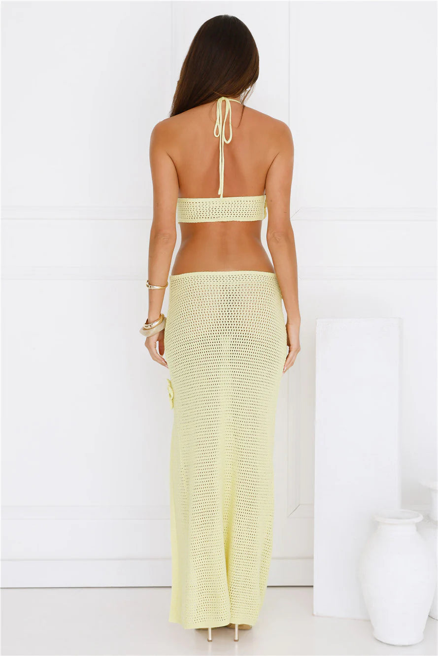 Tricia Crochet Halter Maxi Dress