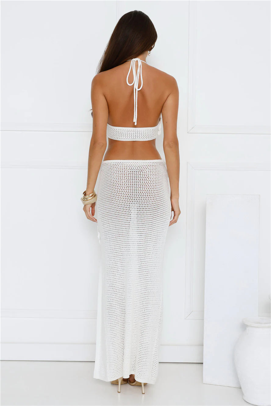 Tricia Crochet Halter Maxi Dress