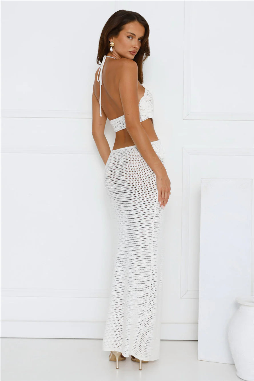 Tricia Crochet Halter Maxi Dress