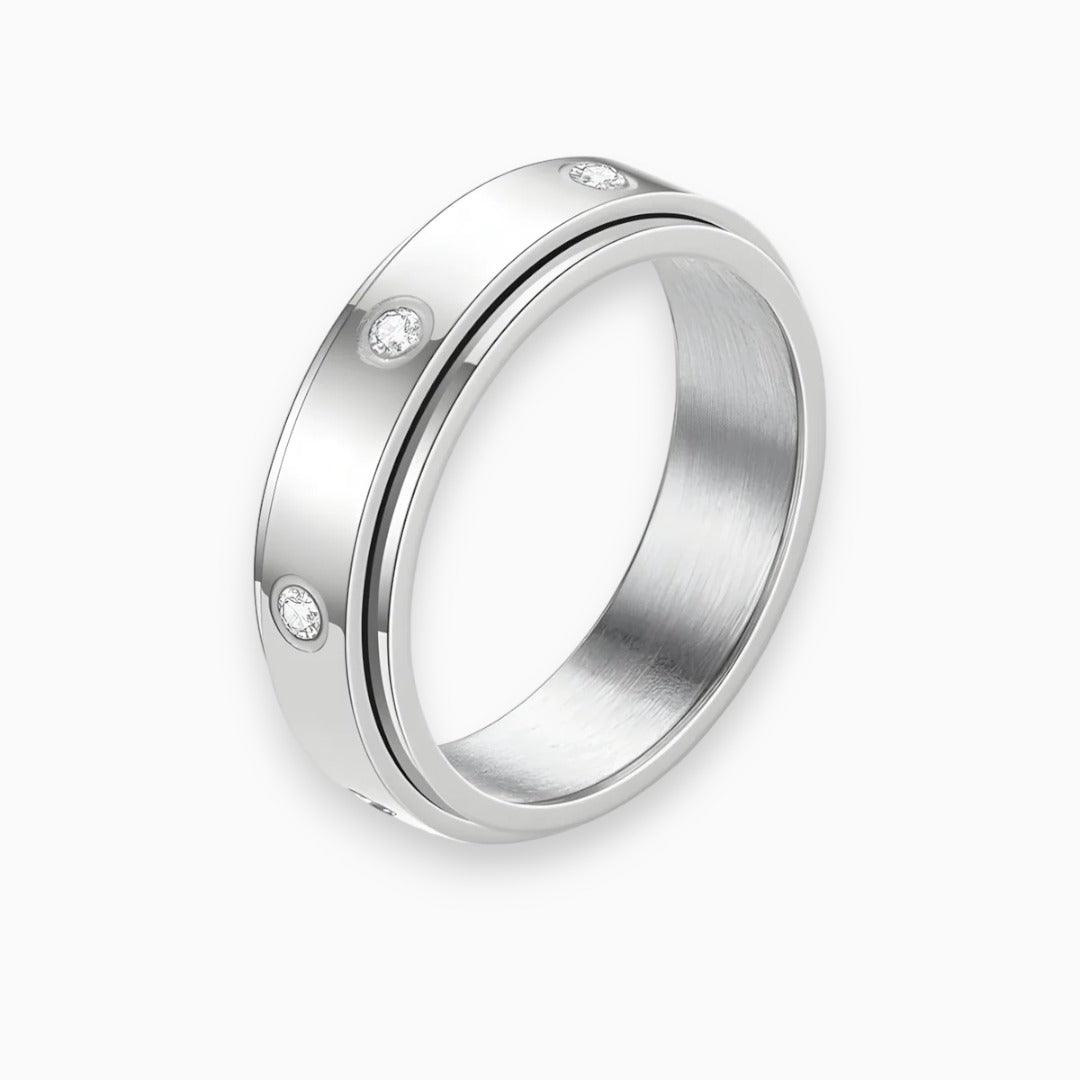 This enchanting celestial sparkling ring in stainless steel for timeless elegance