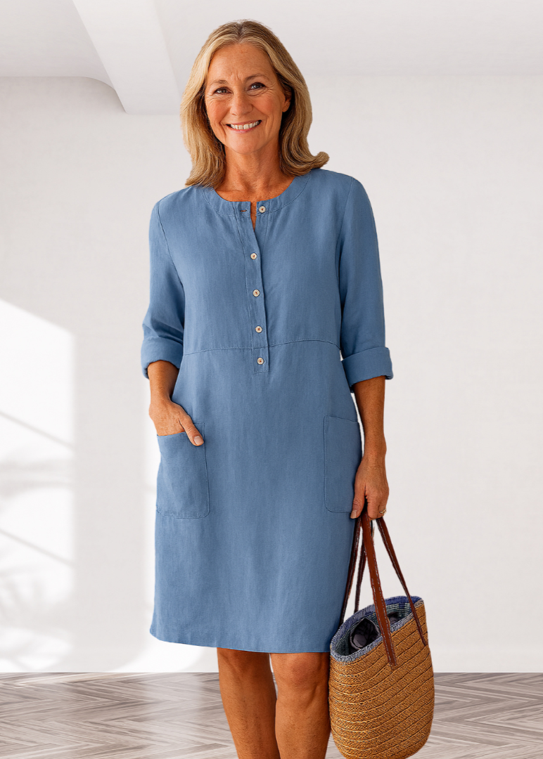 Casual Comfort Button Shirt Dress