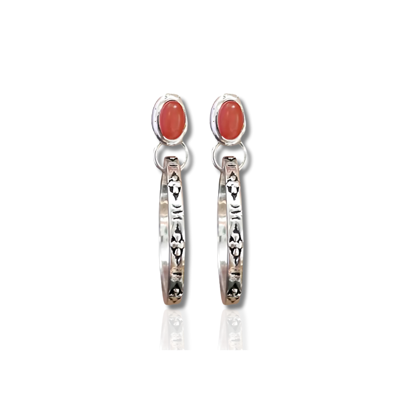 Stylish Boho Vintage Onyx Earrings in Silver Look