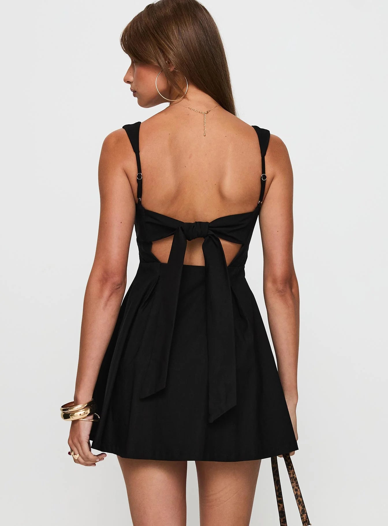 Melanie Pleated Bow Mini Dress