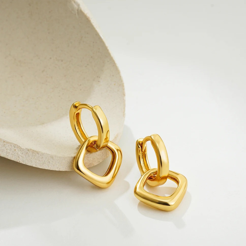 Geometric Creole Hoop Earrings - Zoey