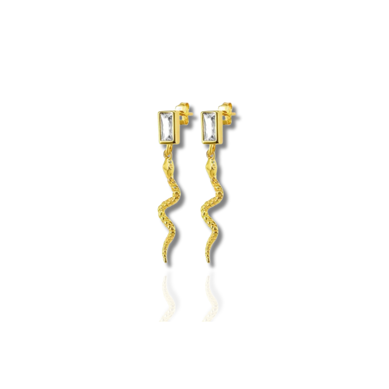 Stylish Snake Earrings with Sparkling Cubic Zirconia - Penelope