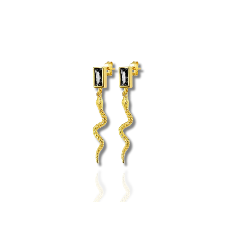 Stylish Snake Earrings with Sparkling Cubic Zirconia - Penelope