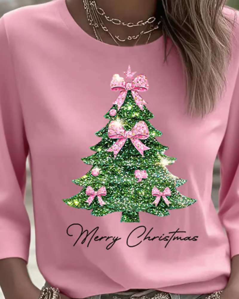 Christmas Top with Three-Quarter Sleeves