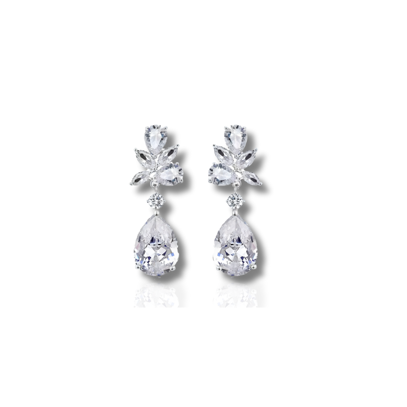 Sophia Elegant Silver Zirconia Dangle Earrings - Beautiful and Stylish Accessory
