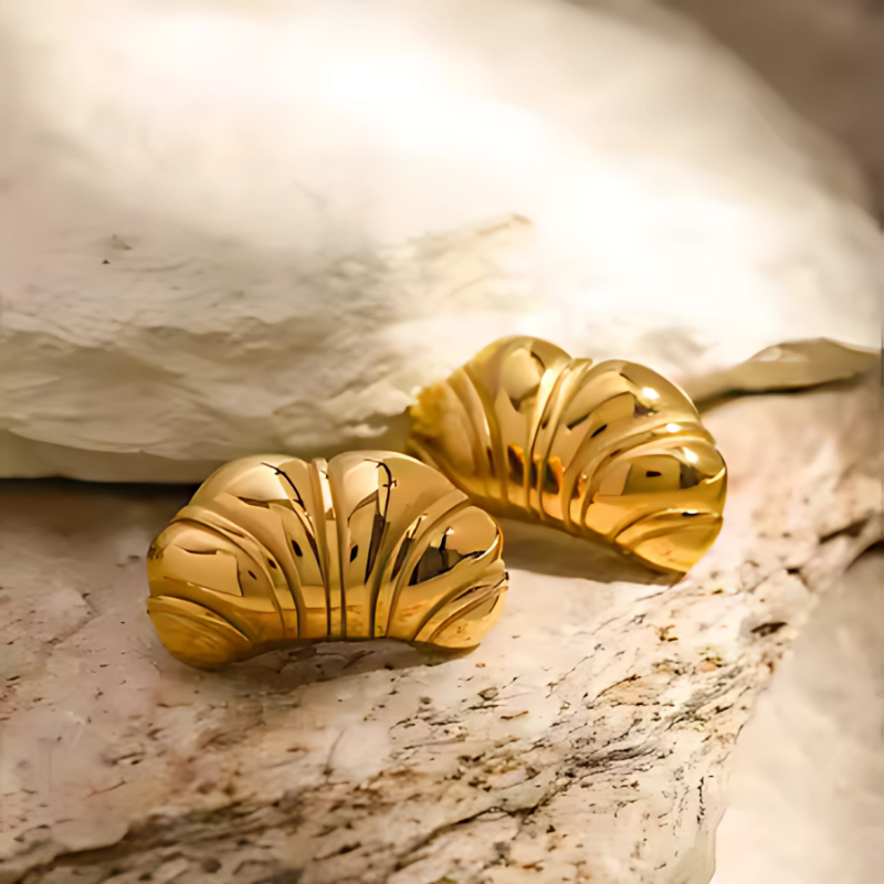 Stylish Glossy Croissant Earrings with Elegant Jasmine Accents