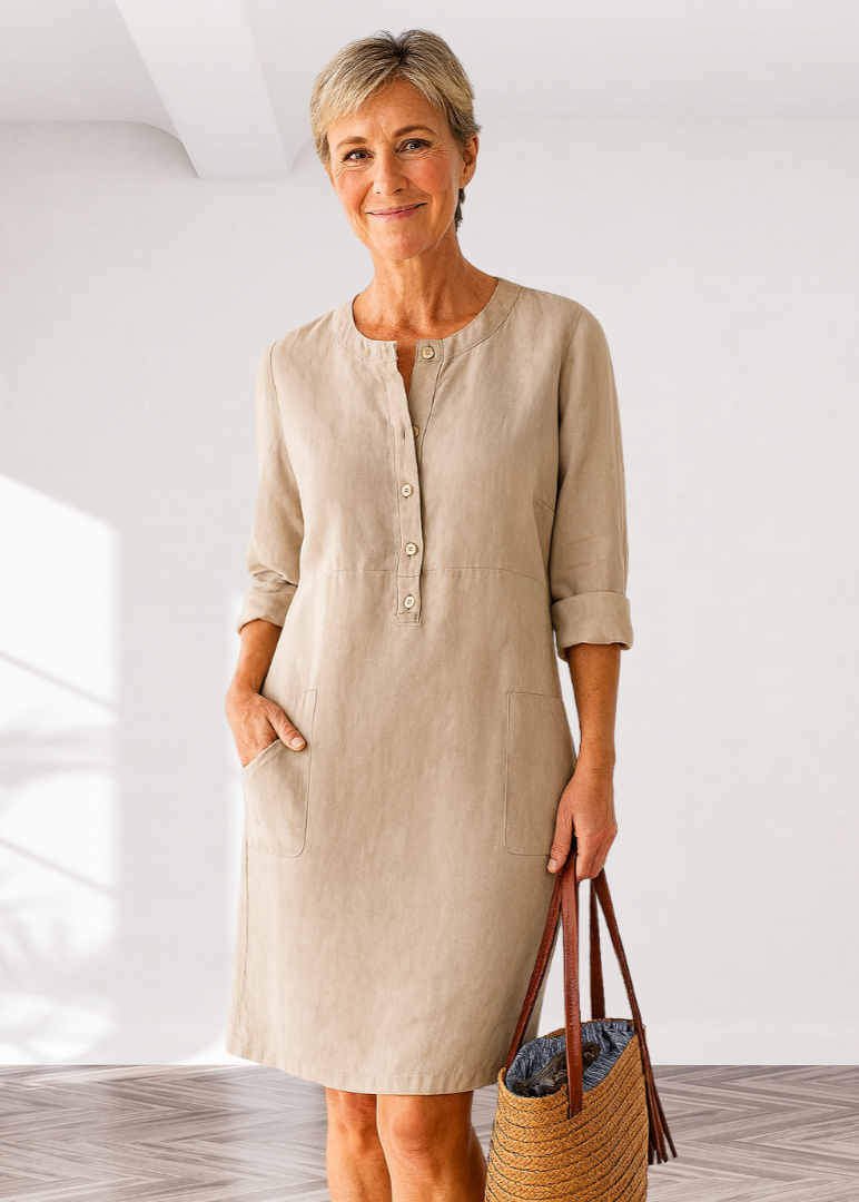 Casual Comfort Button Shirt Dress