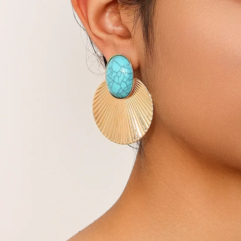 Chic turquoise clip-on earrings - Judith