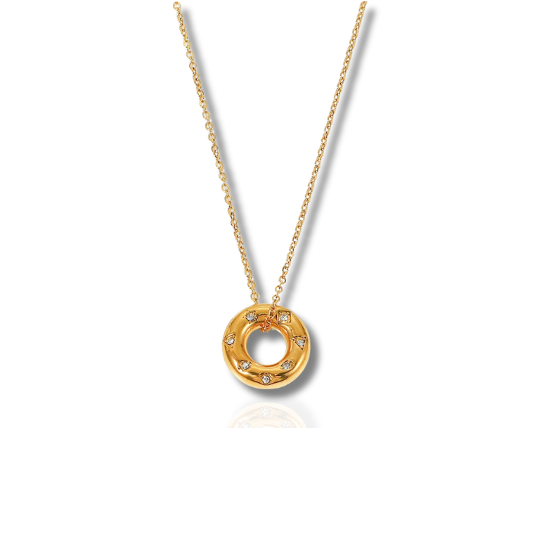 Elegant Gold Plated Zirconia Pendant Necklace - Kate