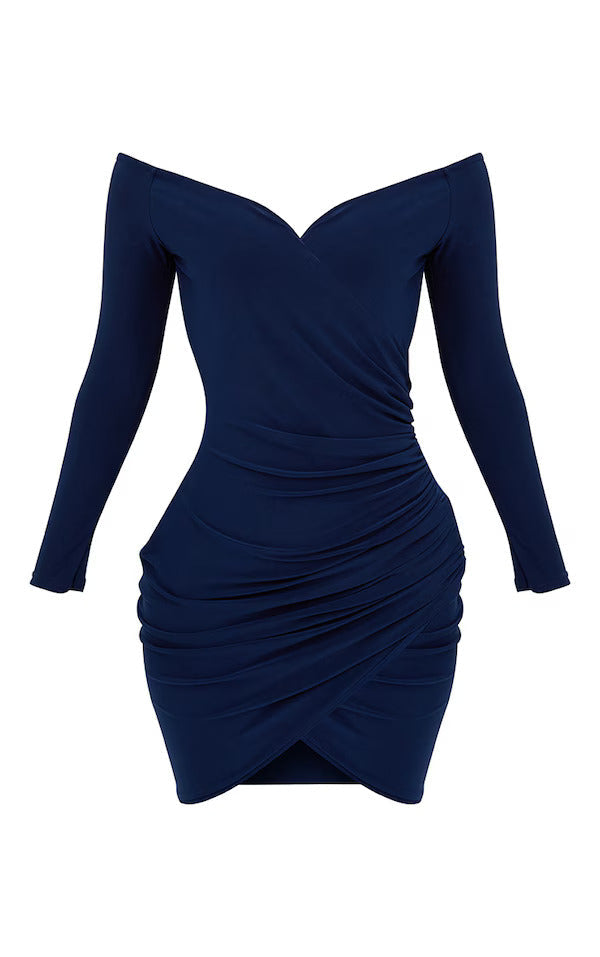 Anne Ruched Bardot Dress