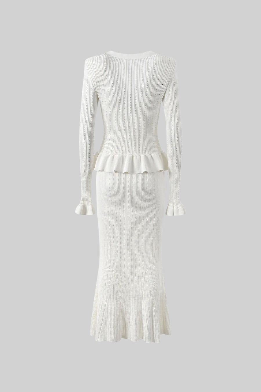 Ruffled Jacket & Flared Skirt Knit Matching Set