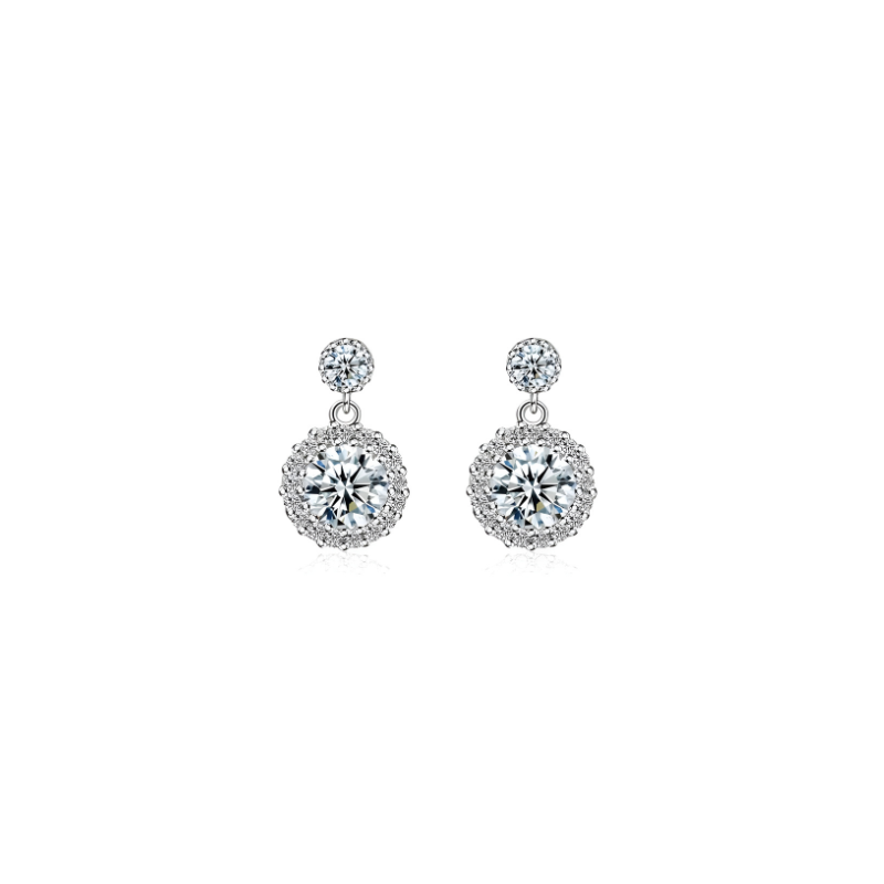 Stylish Silver Moissanite Stud Earrings - Elegance and Shine in One