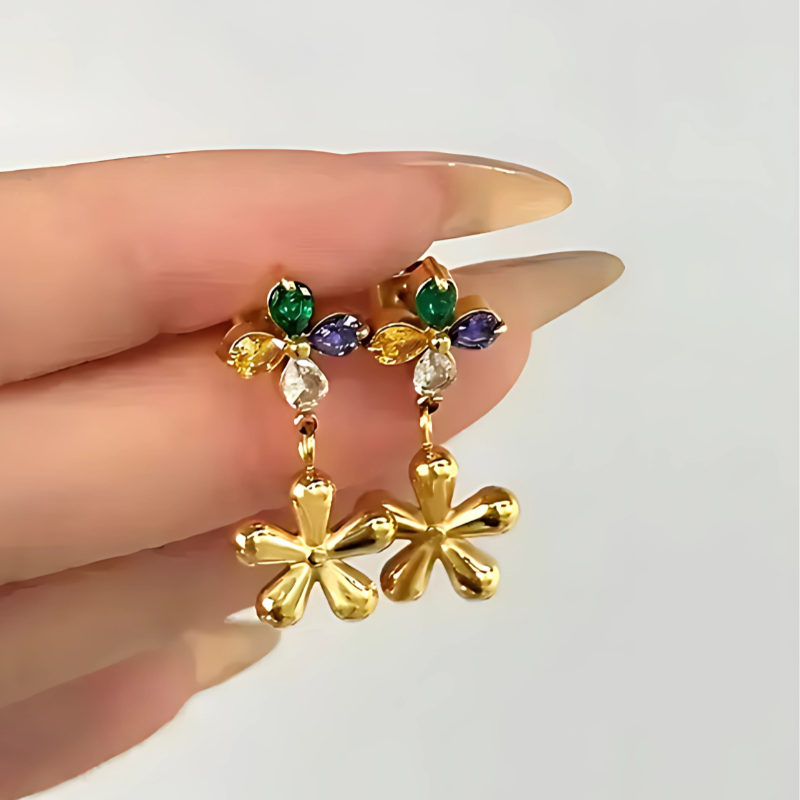 Elegant Flowers Zircon Drop Earrings - Mylah for a sophisticated look