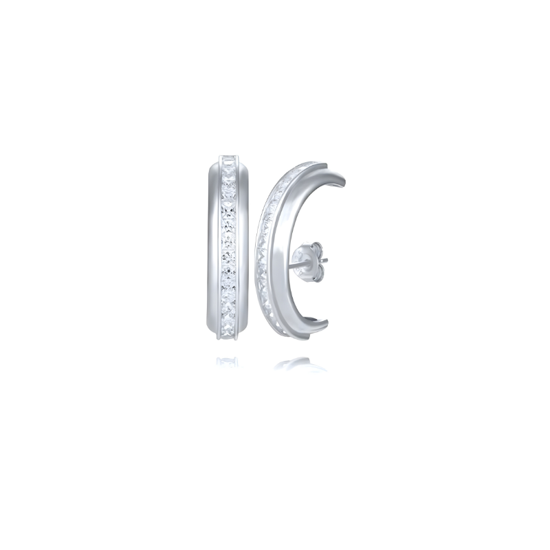 Stylish C-Shaped Zirconia Stud Earrings - Mabel Elegance
