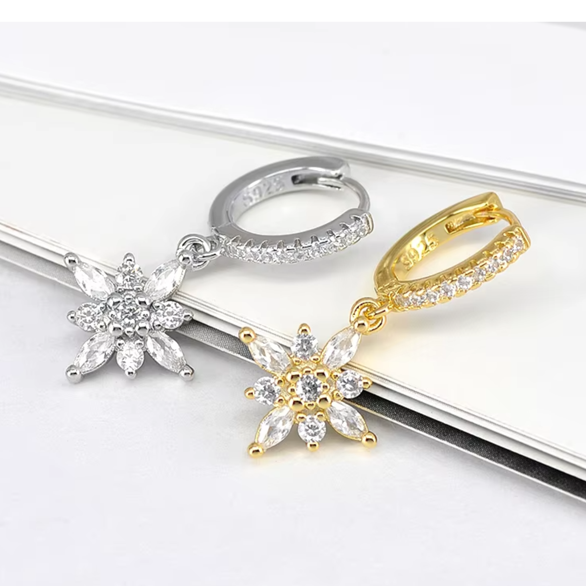 Elegant Gold Crystal Flower Hoop Earrings - Enchanting Jewelry Style by Evi