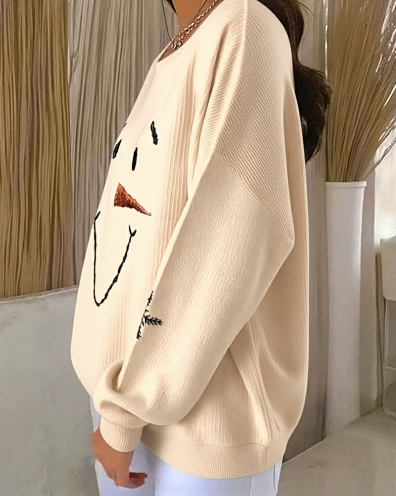 Luvtröja Snögubbe Printed Round Neck