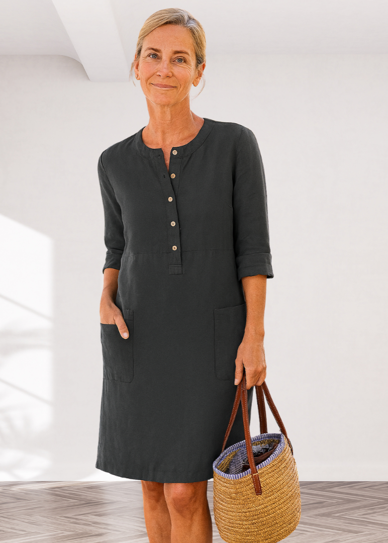 Casual Comfort Button Shirt Dress
