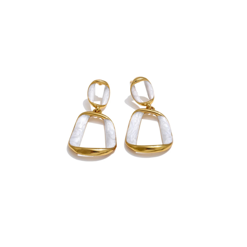 Elegant Gold Plated Enamel Earrings - Celia