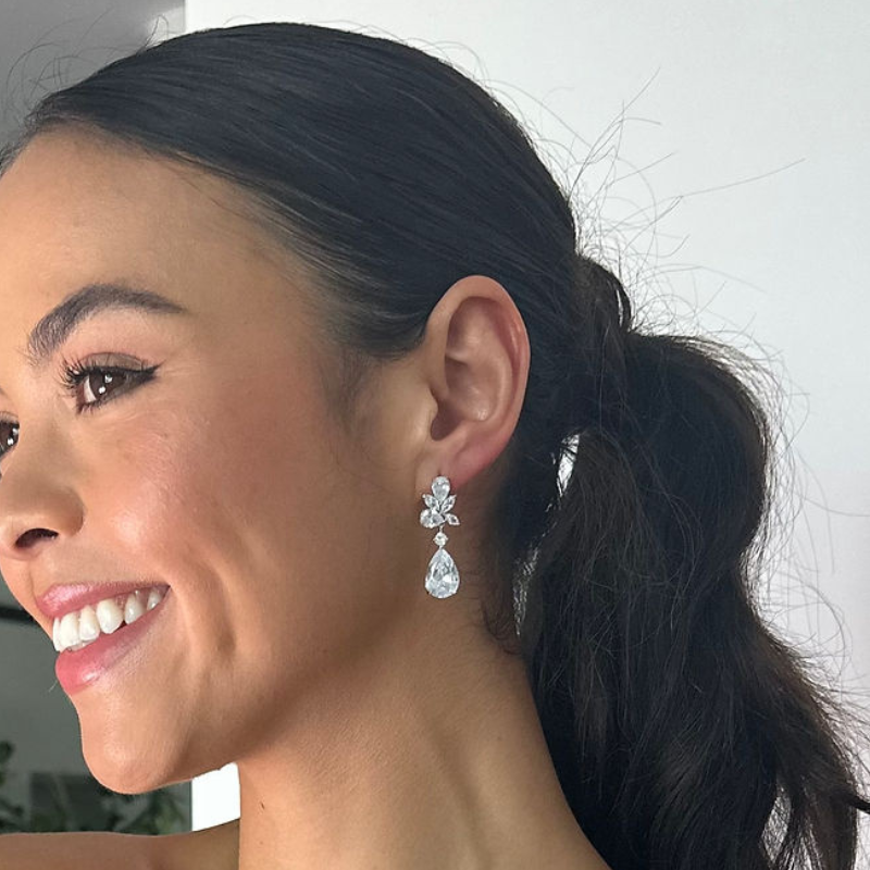 Sophia Elegant Silver Zirconia Dangle Earrings - Beautiful and Stylish Accessory