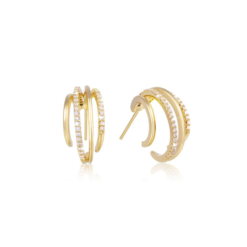 Stylish Double Hoop Earrings with Zirconia for an Elegant Look