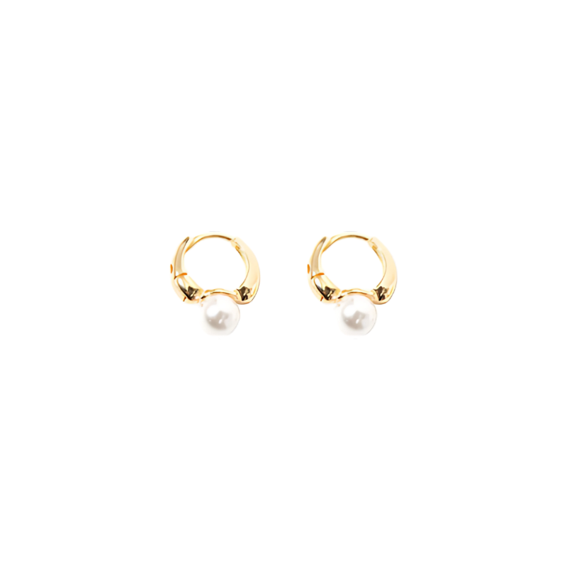 Elegant Gold Gilded Small Pearl Earrings - Belle