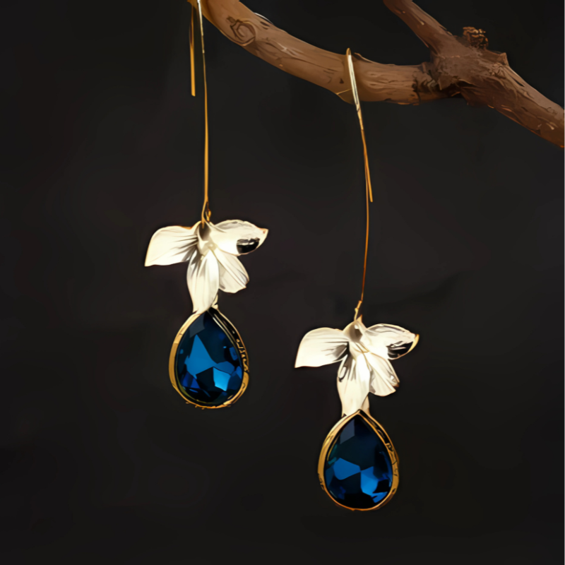 Elegant Blue Blossom Earrings - Chic Flower Design