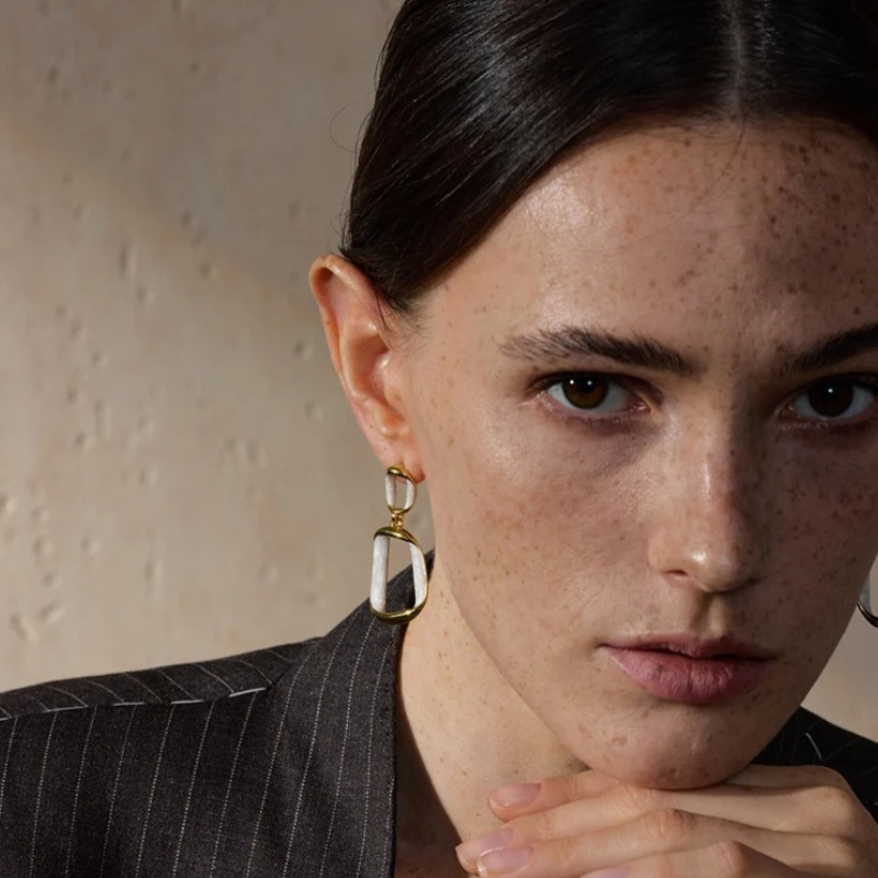 Elegant Gold Plated Enamel Earrings - Celia