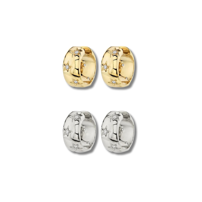 Elegant Chunky Sterling Zircon Hoop Earrings - Angela for a Stylish Appearance