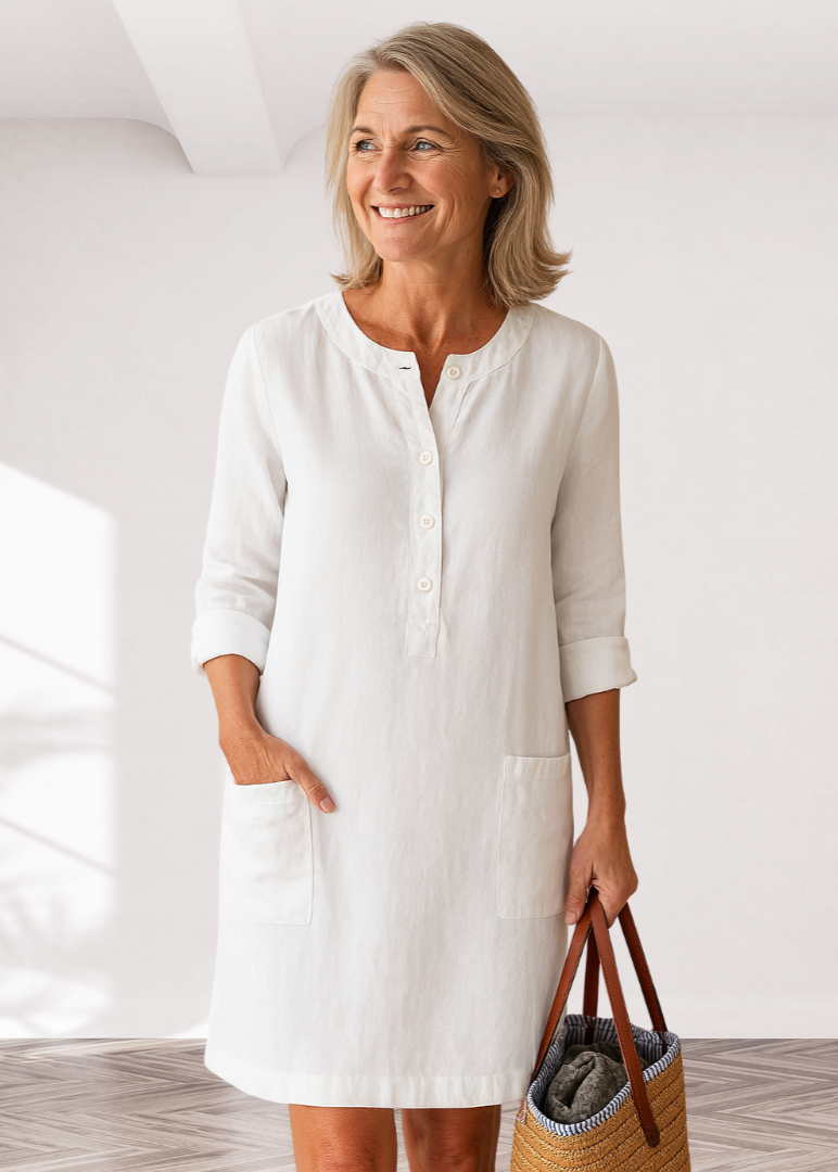 Casual Comfort Button Shirt Dress