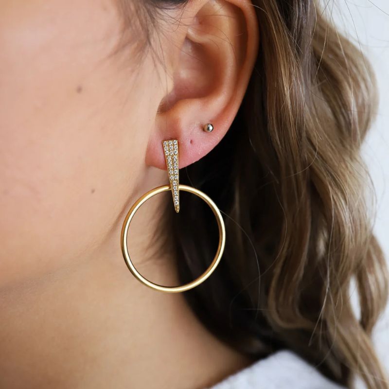 Elegant Gold Plated Round Paperclip Earrings - Megan