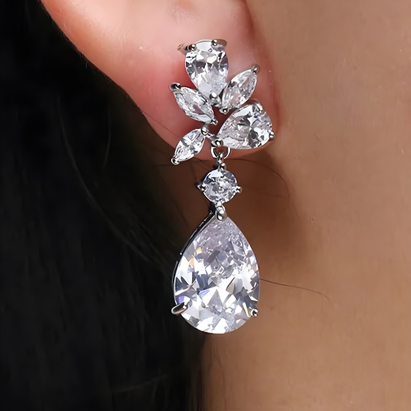 Sophia Elegant Silver Zirconia Dangle Earrings - Beautiful and Stylish Accessory