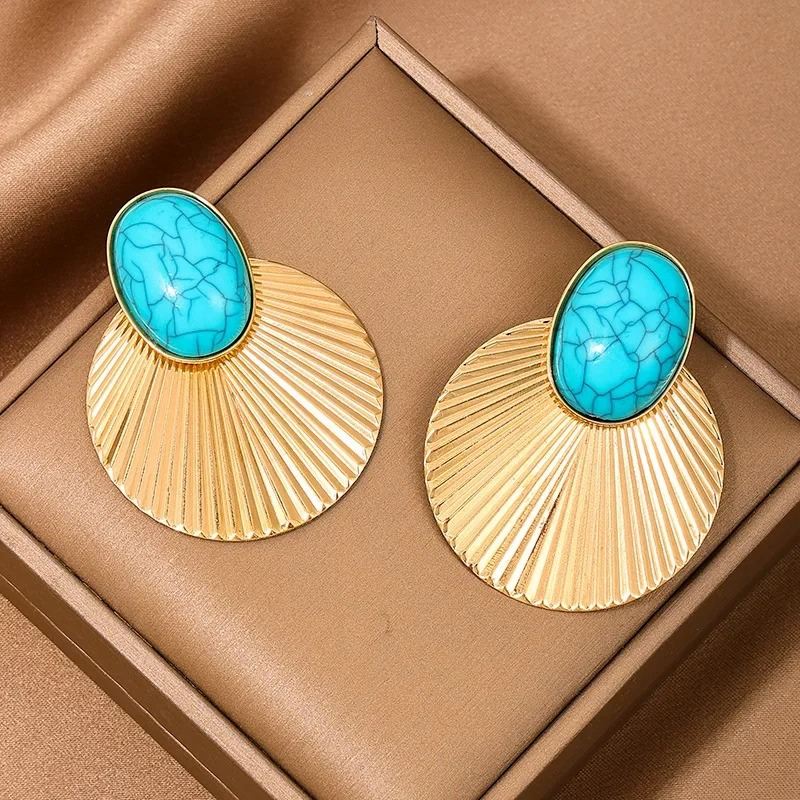 Chic turquoise clip-on earrings - Judith