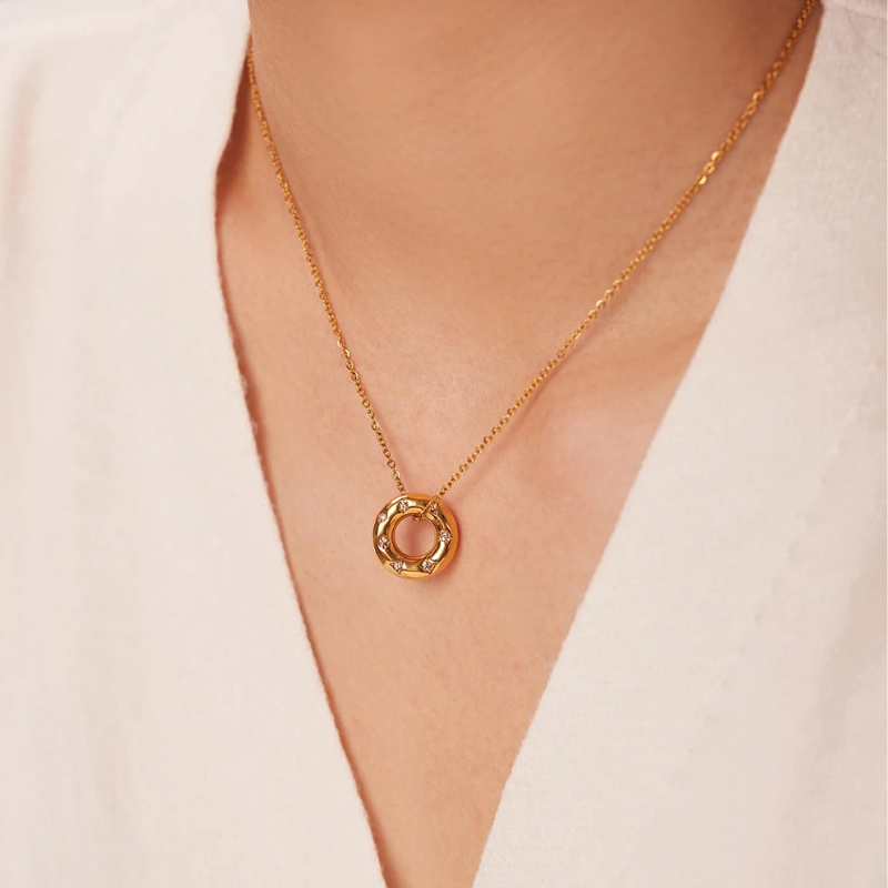 Elegant Gold Plated Zirconia Pendant Necklace - Kate