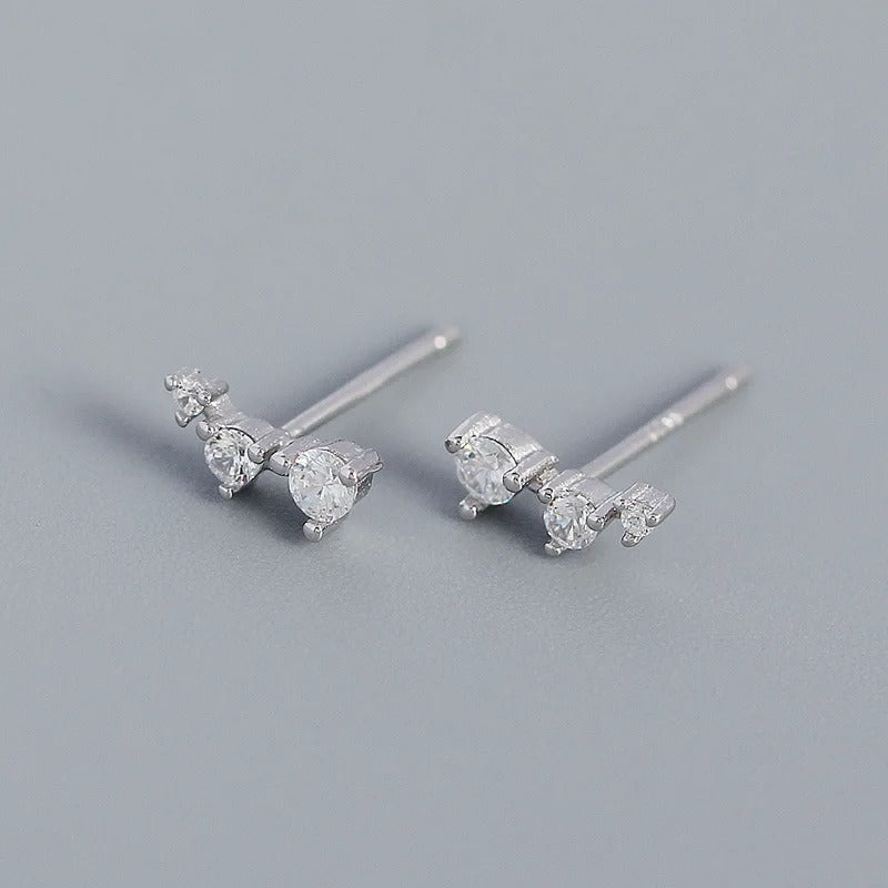 Elegant Three Mini Zirconia Earrings - Sandy