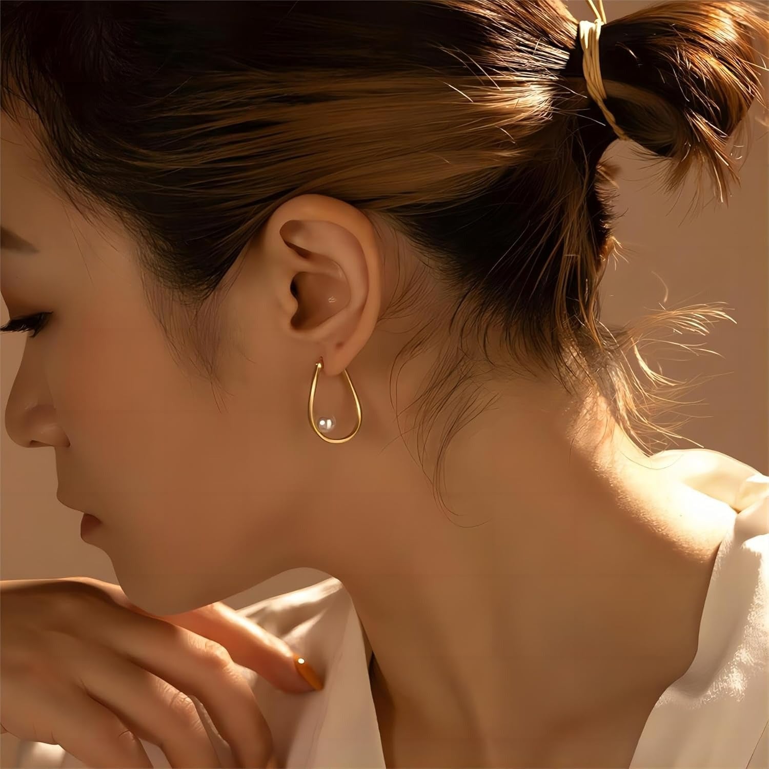 French Pearl Hoop Earrings - Ireen