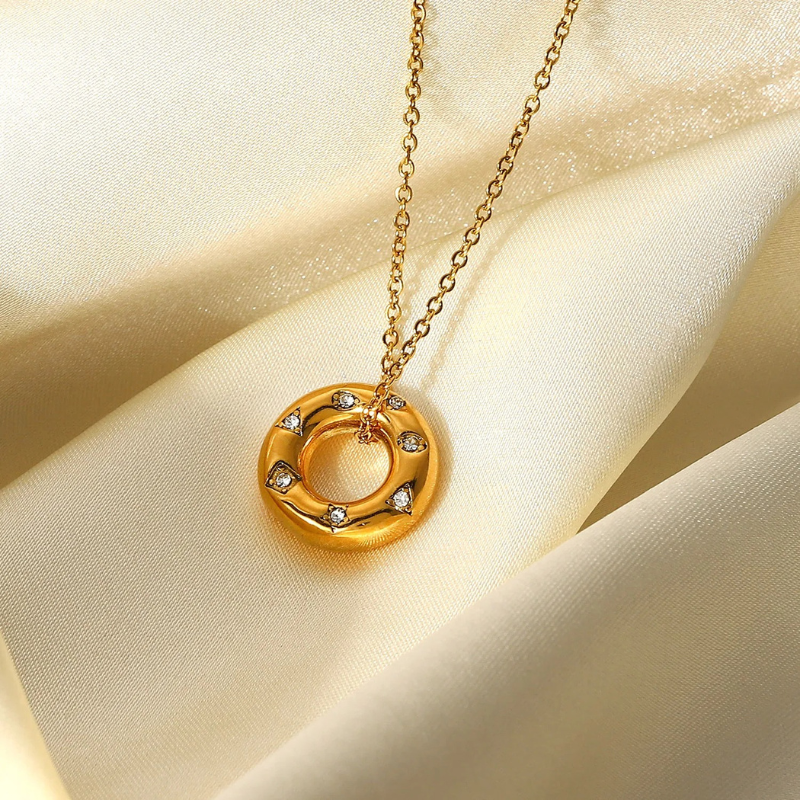 Elegant Gold Plated Zirconia Pendant Necklace - Kate