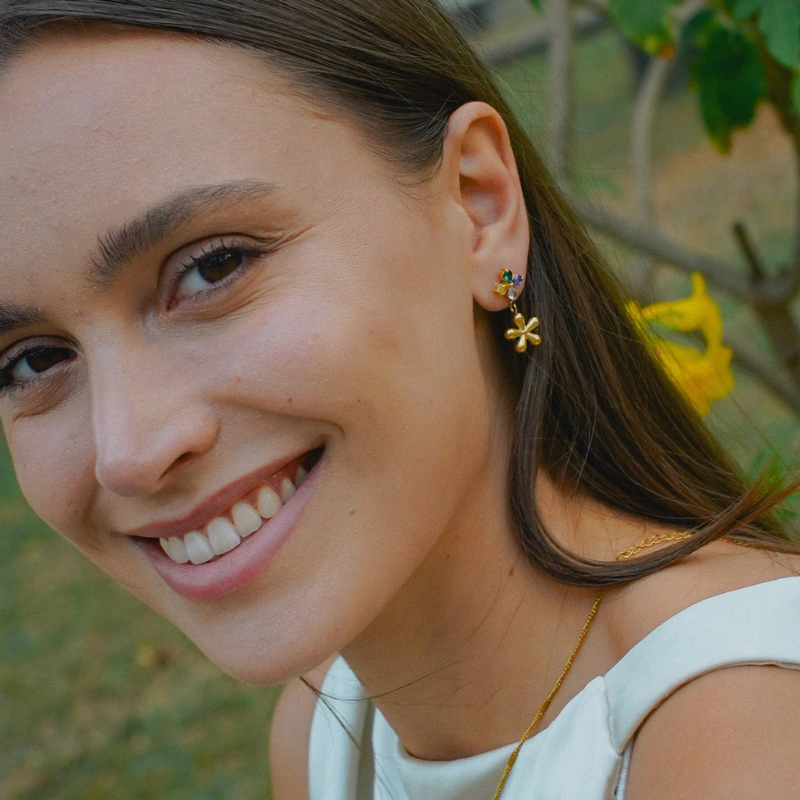 Elegant Flowers Zircon Drop Earrings - Mylah for a sophisticated look