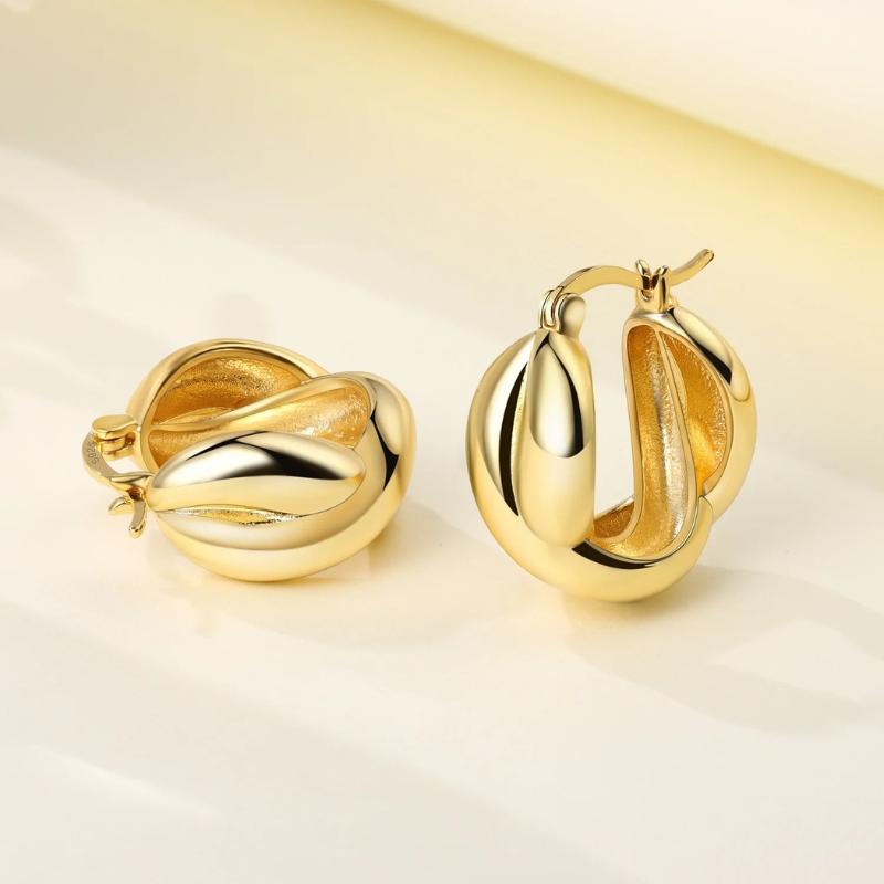 Chic Golden Braided Hoop Earrings - Zola