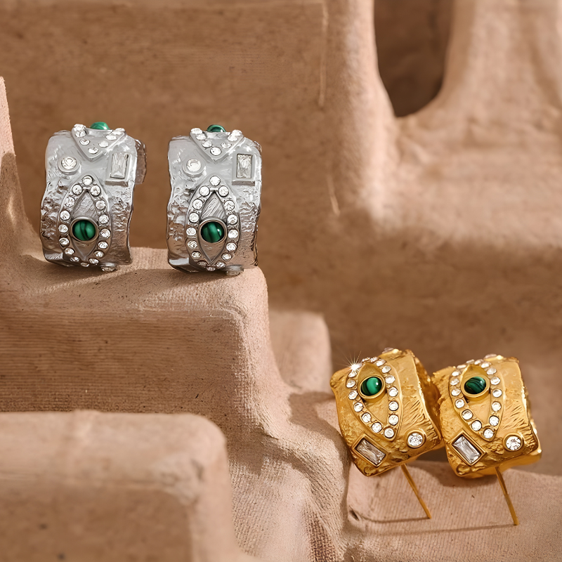 Geometric Earrings with Eye and Zirconia – Bethany