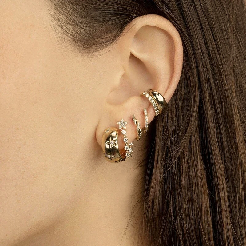 Elegant Chunky Sterling Zircon Hoop Earrings - Angela for a Stylish Appearance