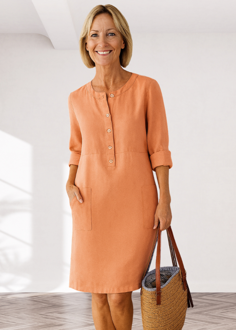 Casual Comfort Button Shirt Dress