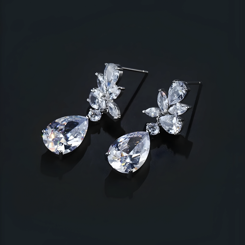 Sophia Elegant Silver Zirconia Dangle Earrings - Beautiful and Stylish Accessory