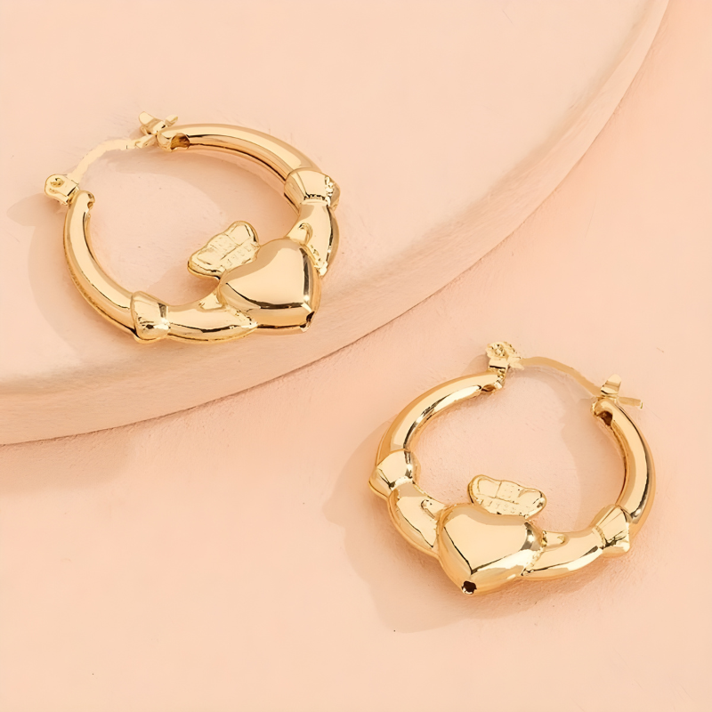 Geometric Heart-Shaped Hoop Earrings – Romy