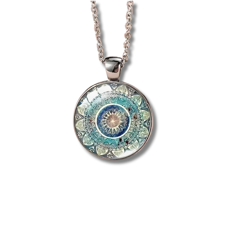 Elegant Vintage Blue Mandala Necklace - Mouri for Timeless Style