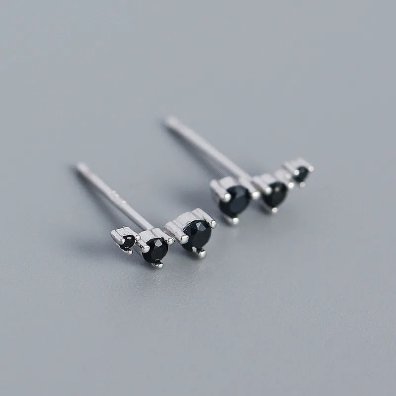 Elegant Three Mini Zirconia Earrings - Sandy