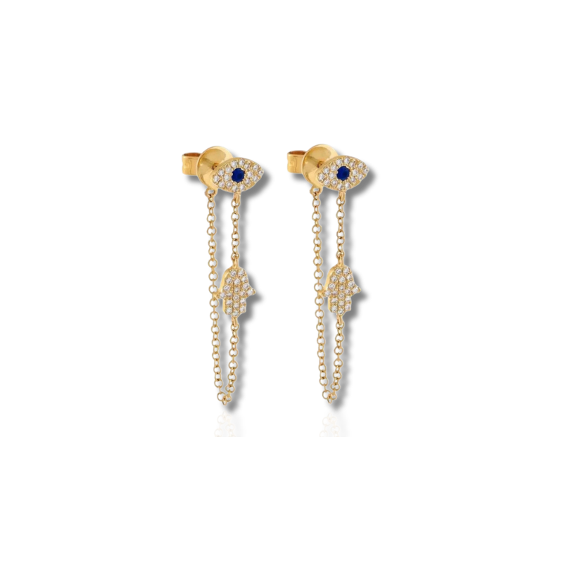 Deanna Eye Hamsa Hand Palm Bedel Earrings