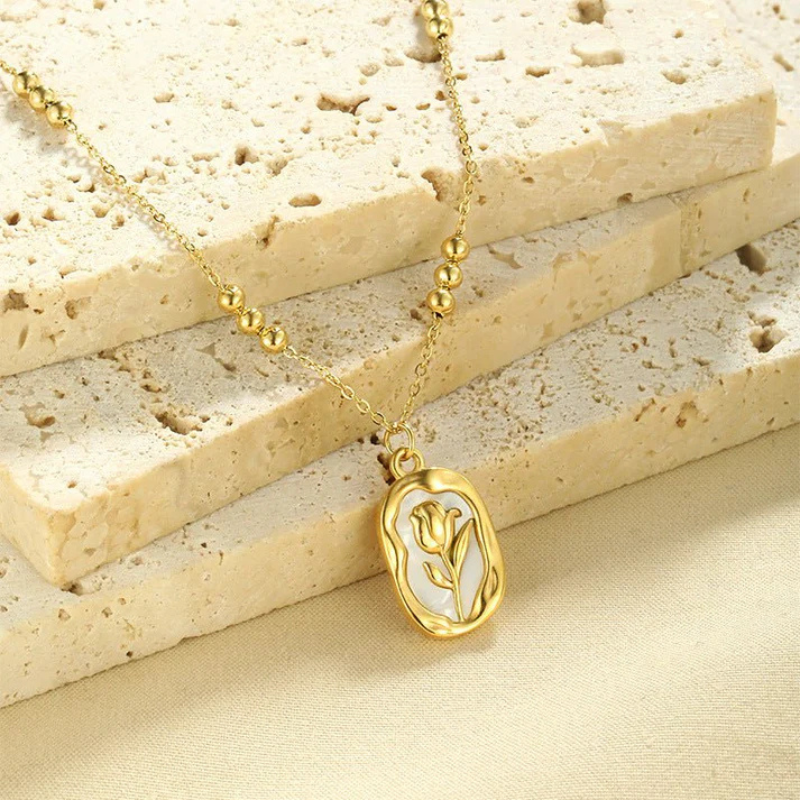 Elegant Gold Rose Pendant Necklace - Penelope, the perfect jewelry set for a stylish look